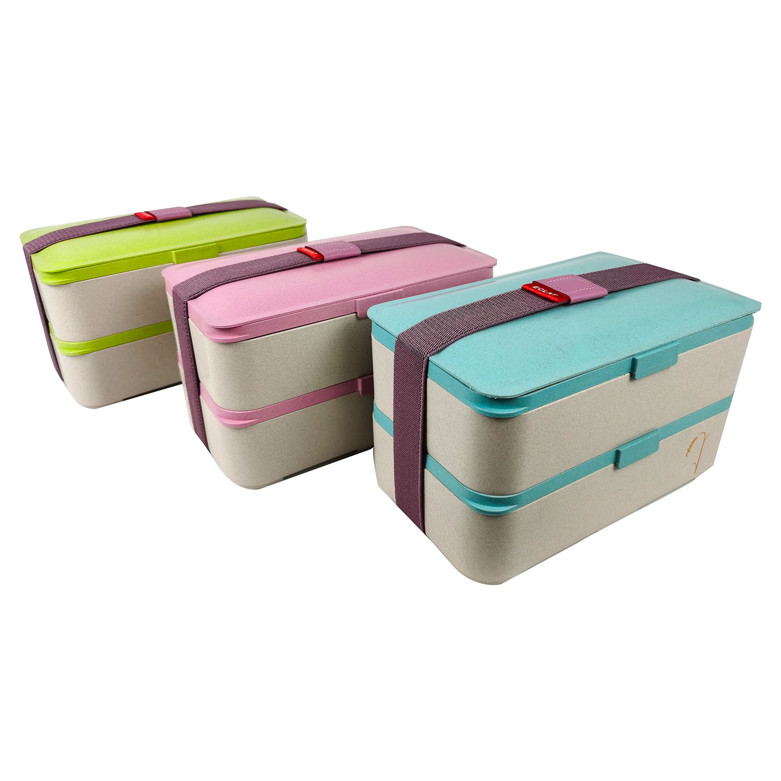 Bento Duo Hako avec 2 couverts en paille de blé