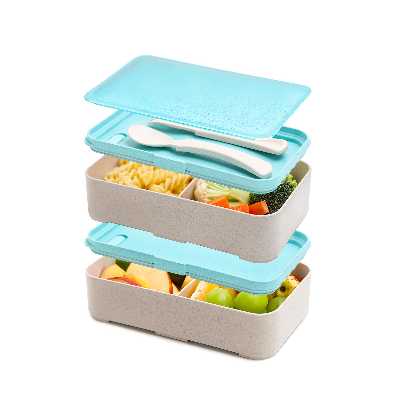 Bento Duo Hako avec 2 couverts en paille de blé