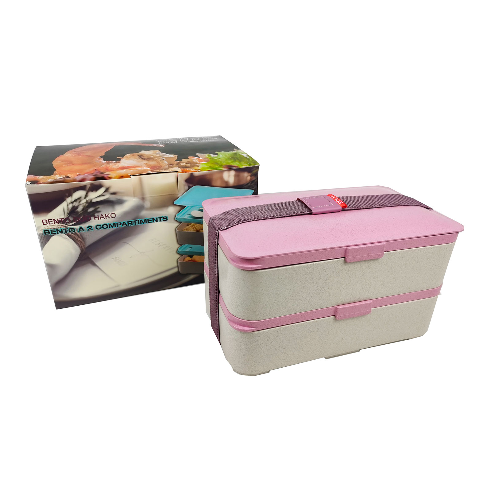Lunch Box en paille de blé - avec compartiment couverts - Yakao